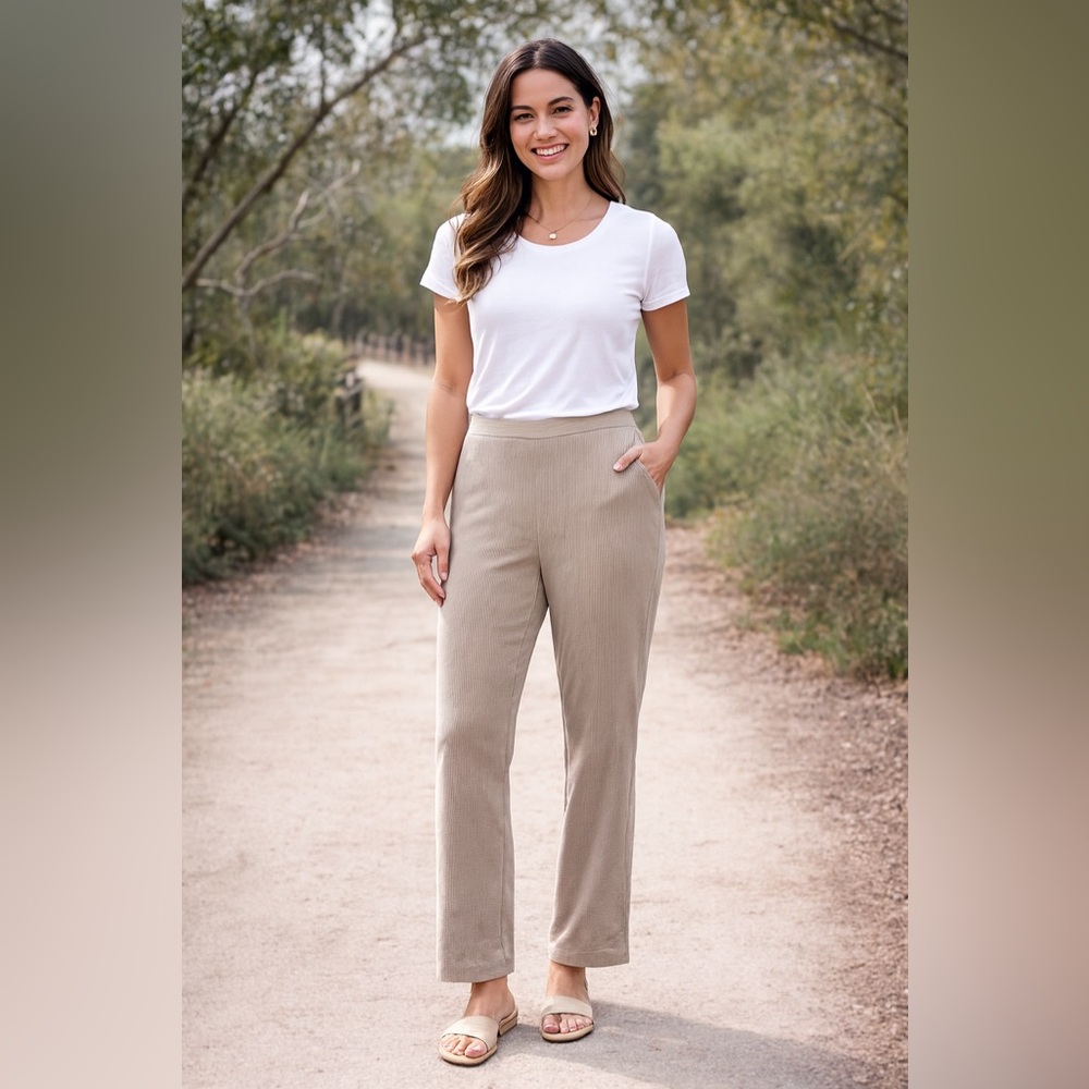 Alfred Dunner Dress Pants Womens Size 18P Petite Beige Corduroy Stretch …
